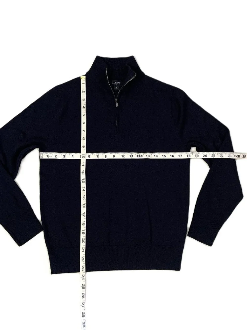 J.Crew Quarter Zip Sweater Men Small Merino Wool Blend Navy CA562 Lightweight